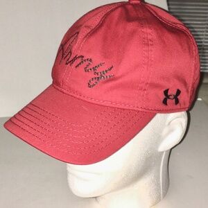 NEW Women's OS Adjustable UnderArmour Red Baseball Cap w/Army Black Embroidery